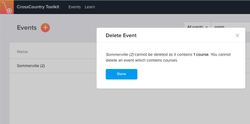 unable to delete event